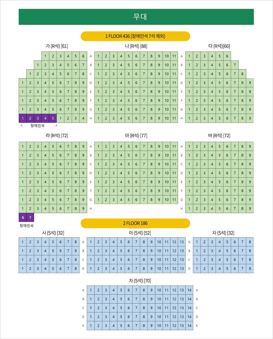 문화예술회관 공연장 좌석배치도